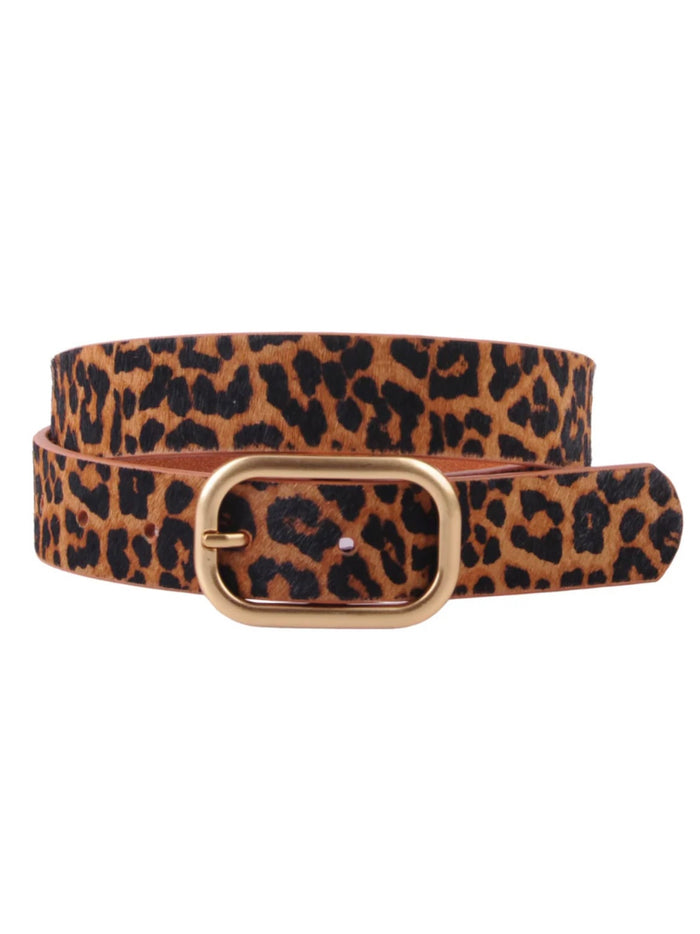 Rectangular Buckle Leopard Print Belt