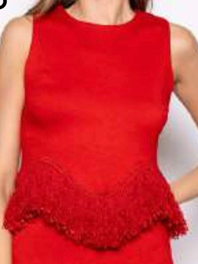 Beautiful Red Wave Tassel Top