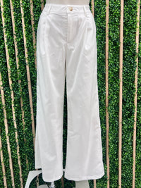 White Linen Wide Leg Pant