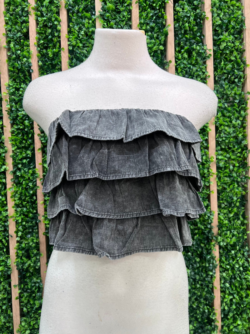 Charcoal Strapless Top