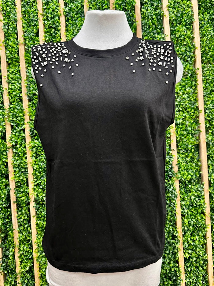 Crystal Shoulders Muscle Tee