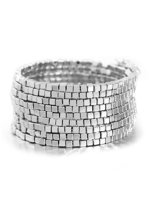 Square Metal Beads Wrap Bracelet