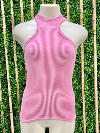 High Neck Textured Racerback Top