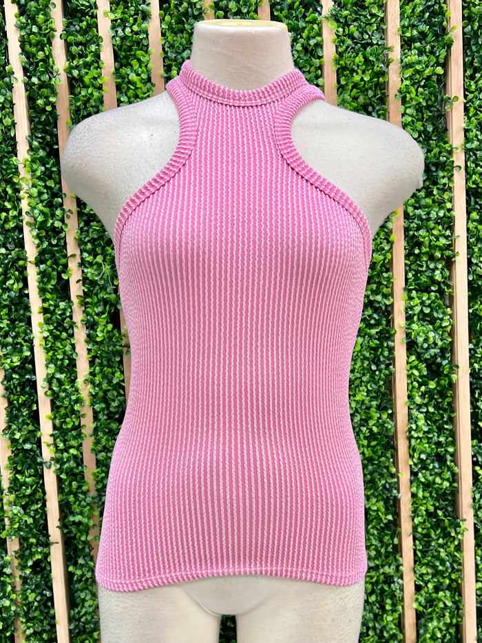 High Neck Textured Racerback Top