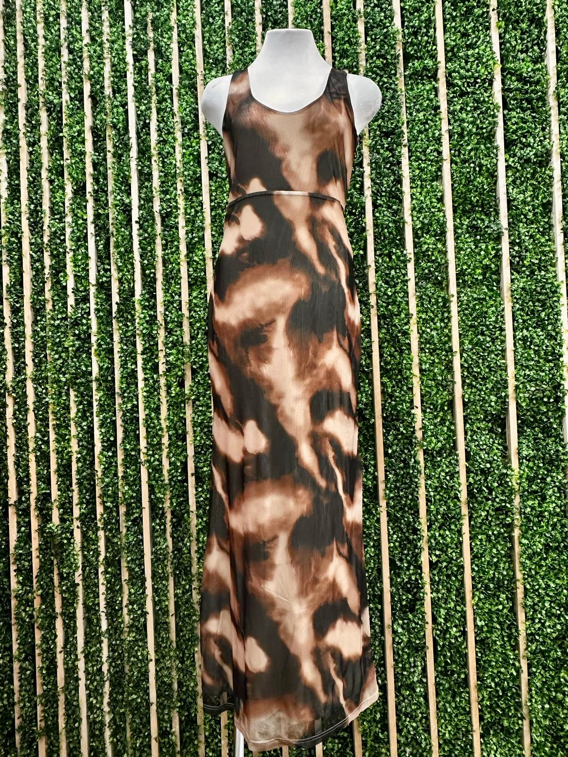 Beautiful Brown Tones Mesh Maxi Dress