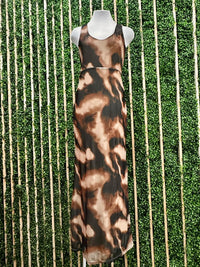 Beautiful Brown Tones Mesh Maxi Dress