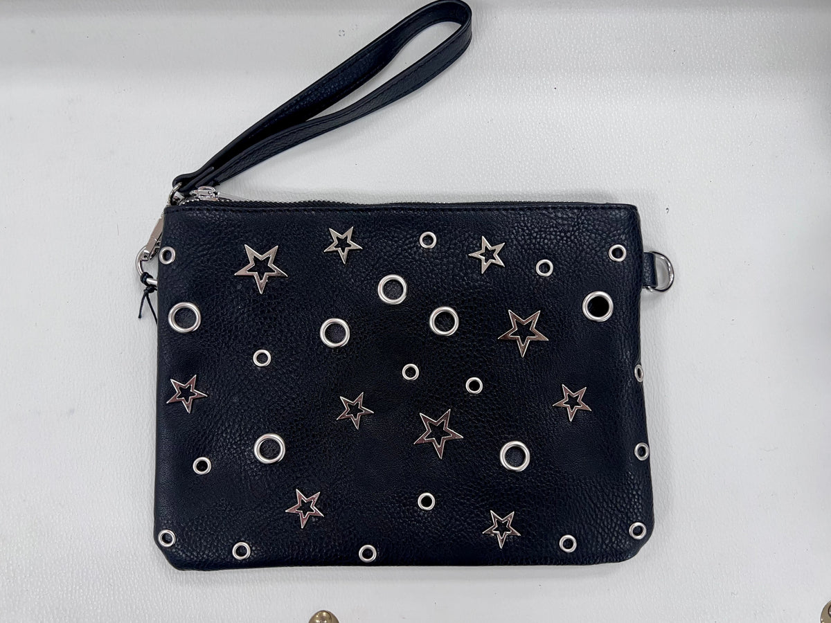 Stars and Circles Vegan Leather Clutch
