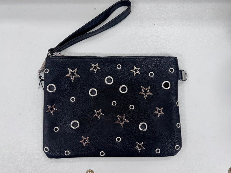 Stars and Circles Vegan Leather Clutch