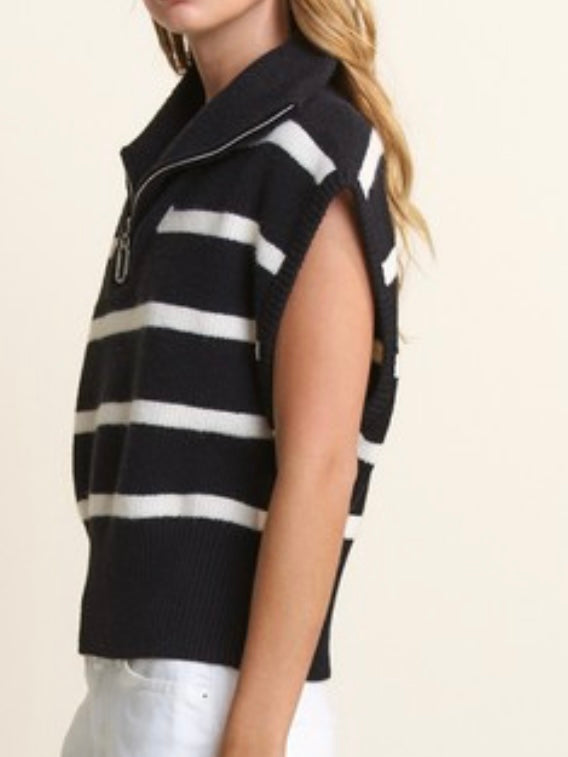 Black Striped Sweater Vest