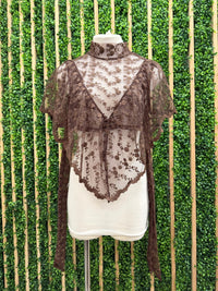 Sheer Floral Lace Shawl Poncho Top