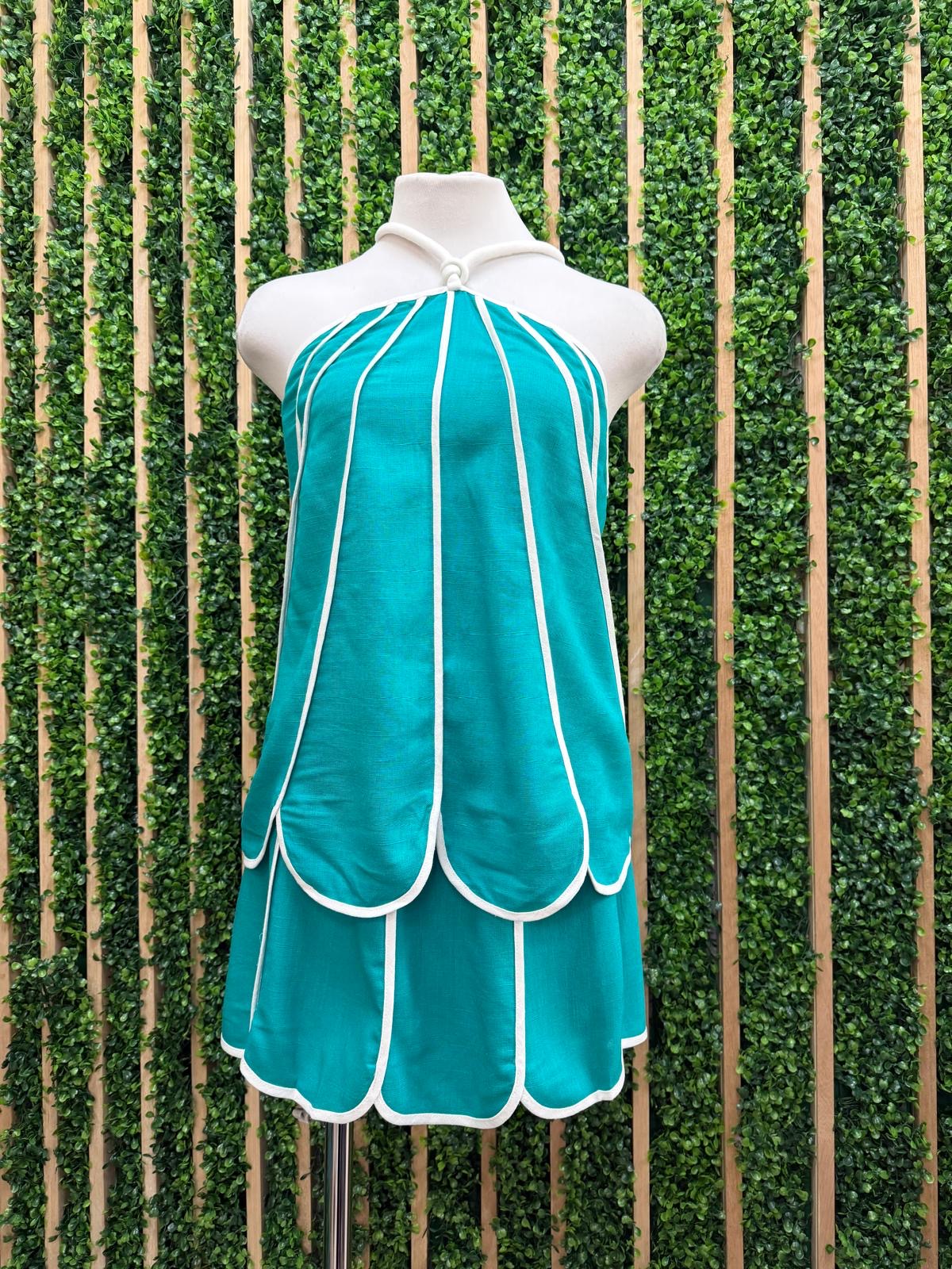Scallop Trim Linen Mini Skirt