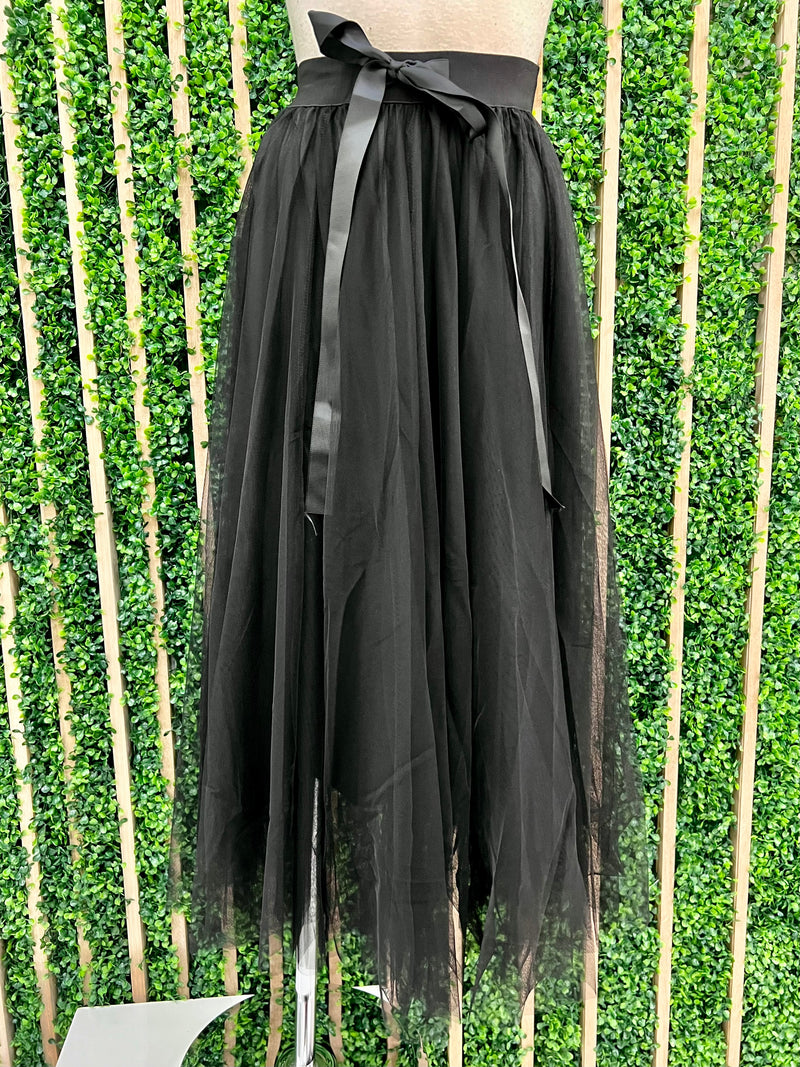 Black Tulle Midi Skirt
