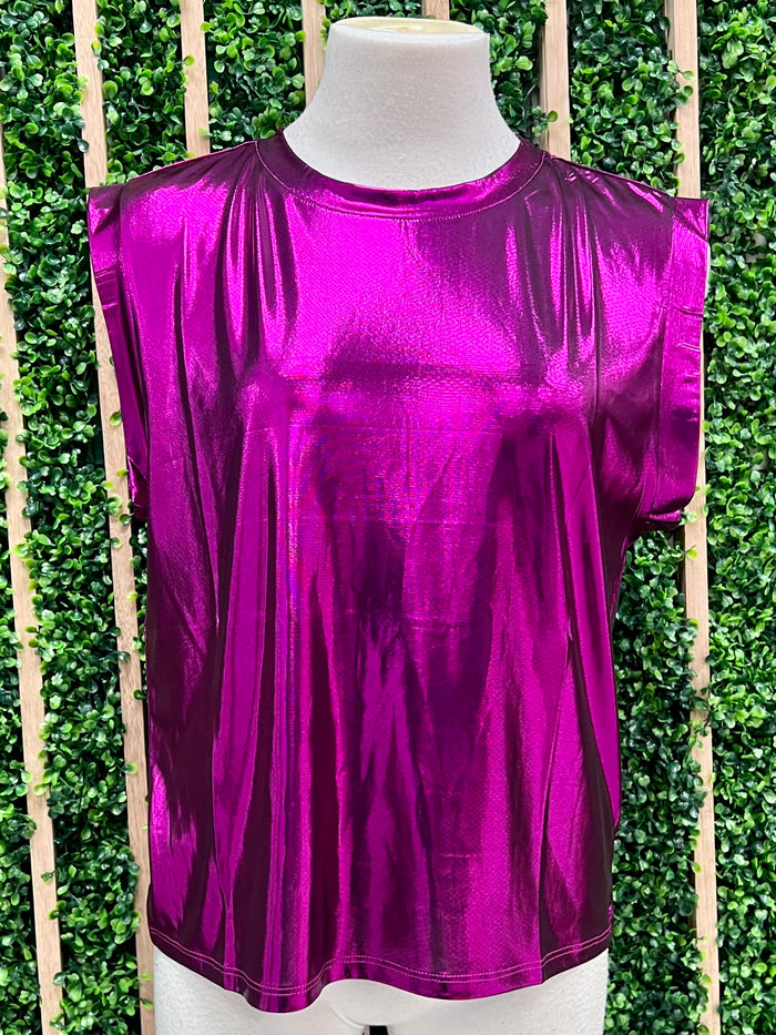 Magenta Metallic Muscle Tee
