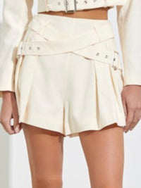 Vanilla Cross Belted Flare Shorts
