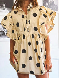 Polka Dot Statement Angel Sleeves Short Dress