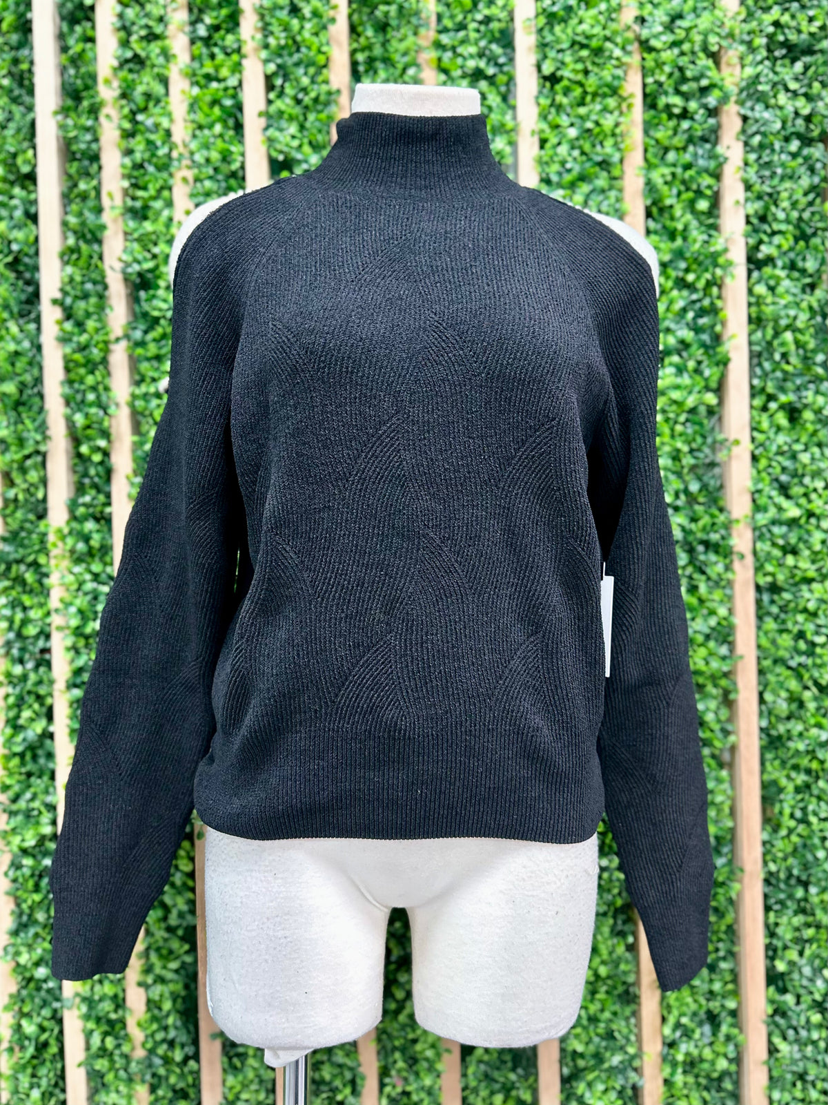 Exquisite Pearl Trim Cutout Sweater