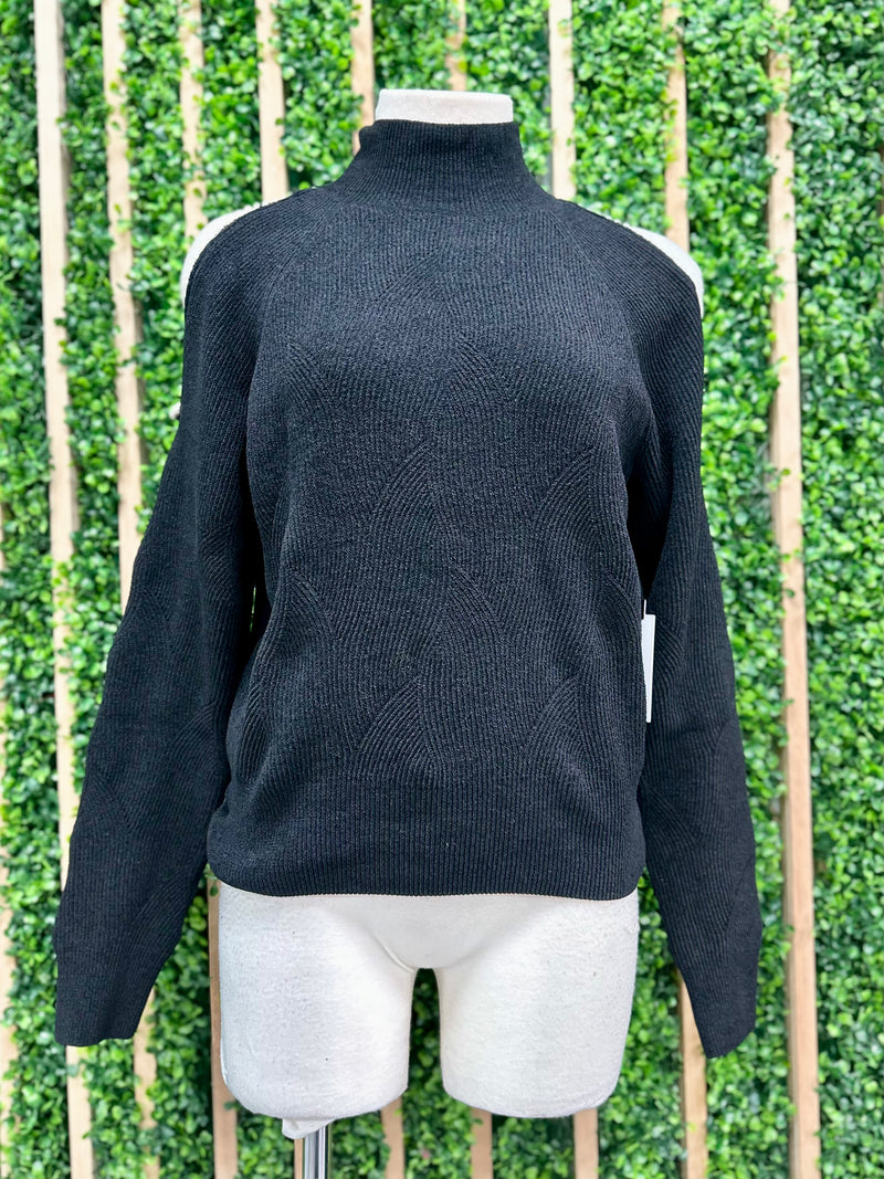 Exquisite Pearl Trim Cutout Sweater