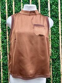 Brown Satin High Neck Top