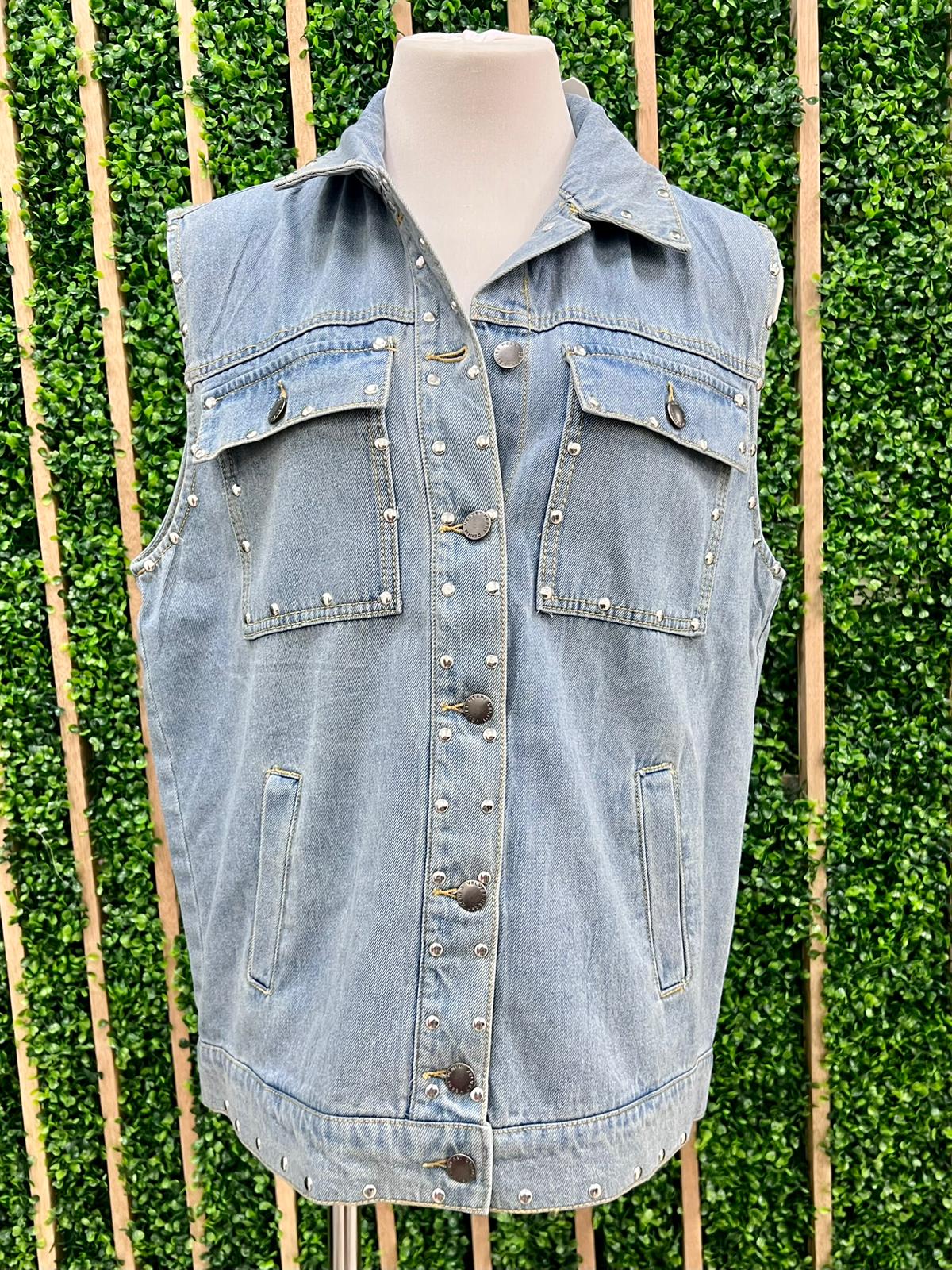 Studded Denim Vest