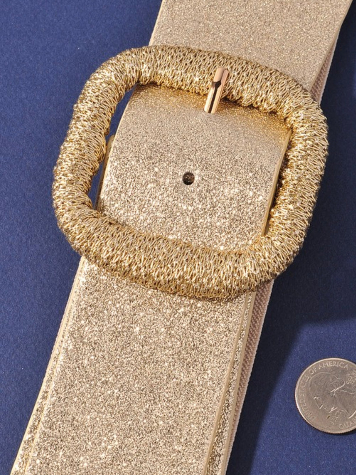 Decorative Buckle Sparkly Stretch Belt