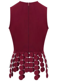 Circle Tassel Trim Sleeveless Top