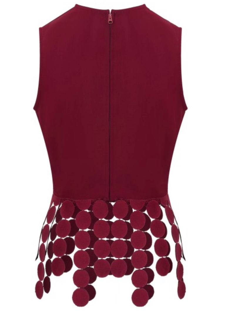 Circle Tassel Trim Sleeveless Top