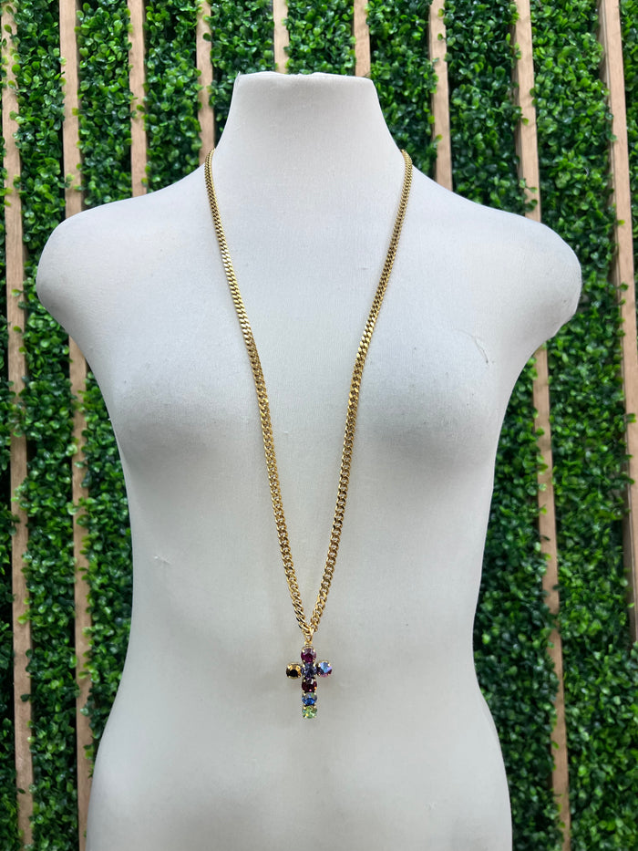 Lilac Ombre Tova Cross Necklace