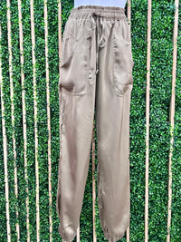 Satin Collared Button Down Blouse and Pant Set