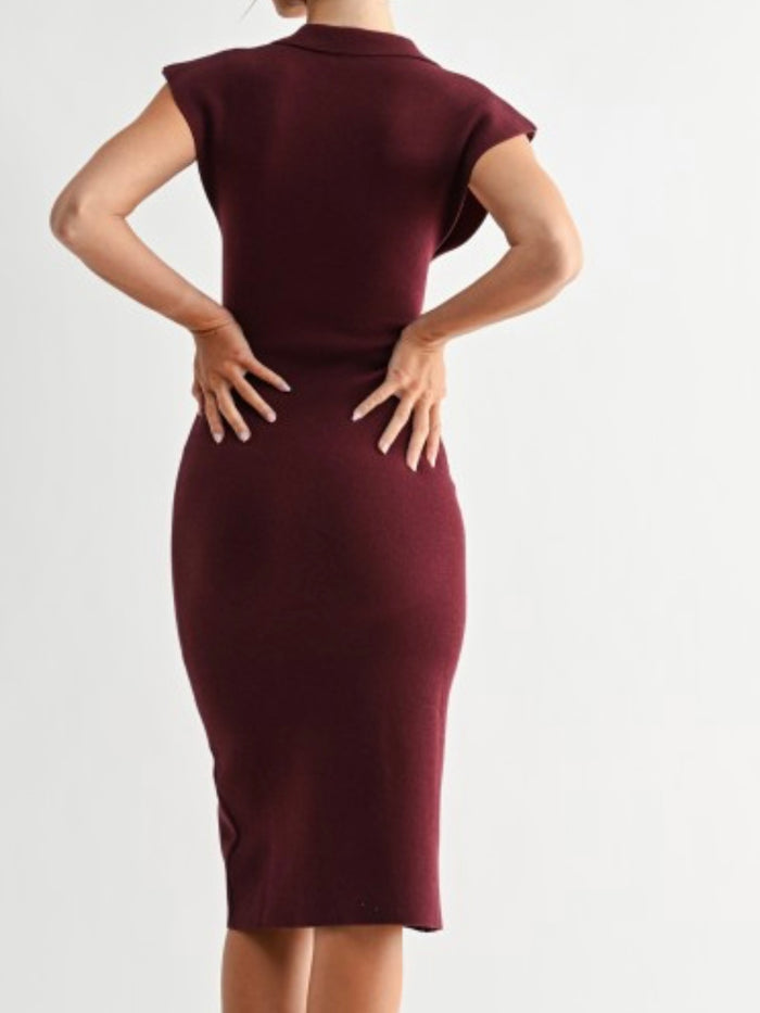 Sleek Collar Midi Dress