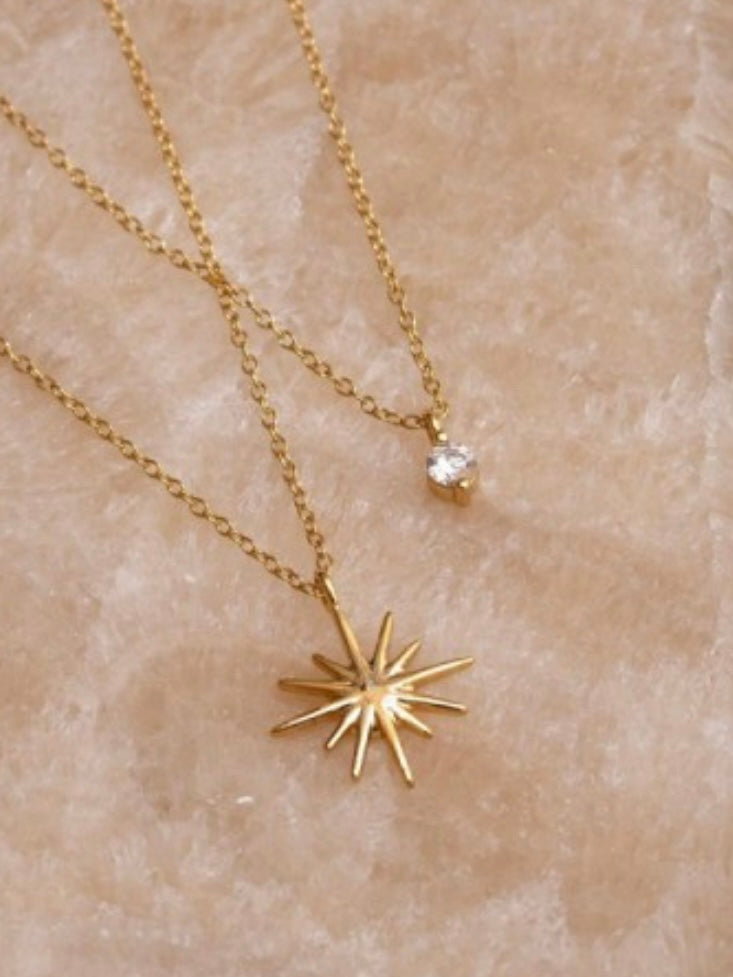 SS Starburst Layered Necklace