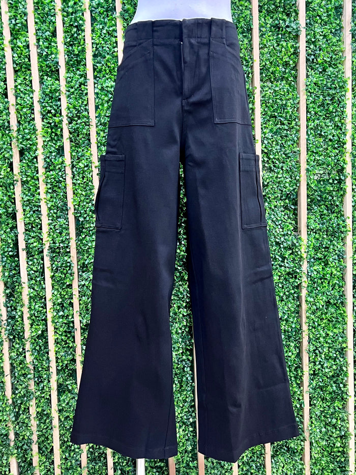 Black  High Waist Pocket Cargo Pant