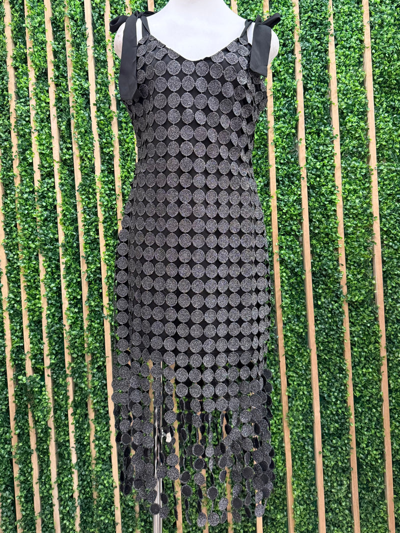 Beautiful Black Round Lace Midi Dress