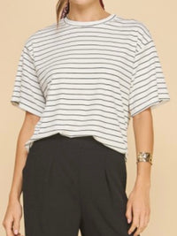 Ivory Striped Oversize Top