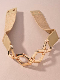 Geometric Diamond Links Straw Elastic Belt
