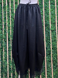 Black Satin Barrel Pant