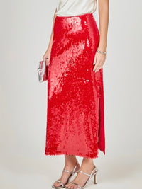 Exquisite Red Sequin Midi skirt