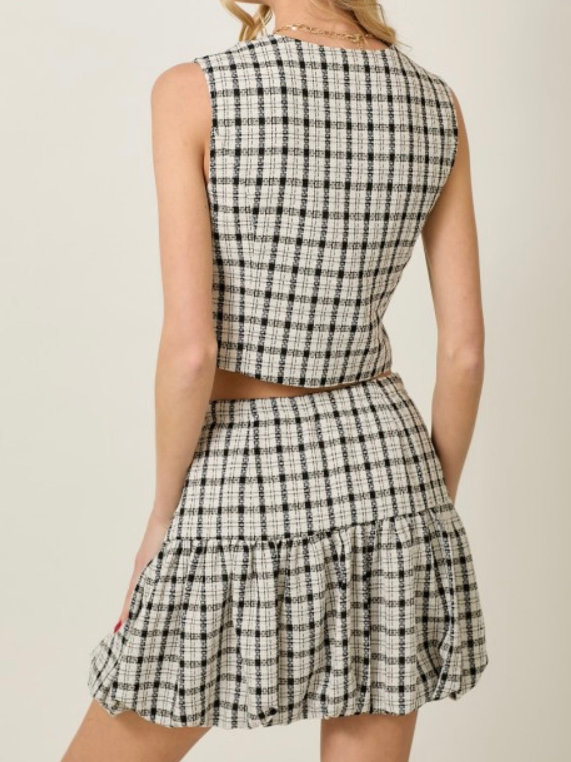 Black White Plaid Vest