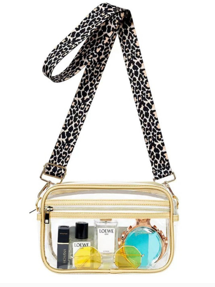 Leopard Strap Clear Stadium Bag