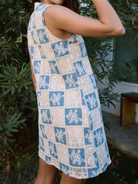 Denim Crochet Patchwork Short Dress