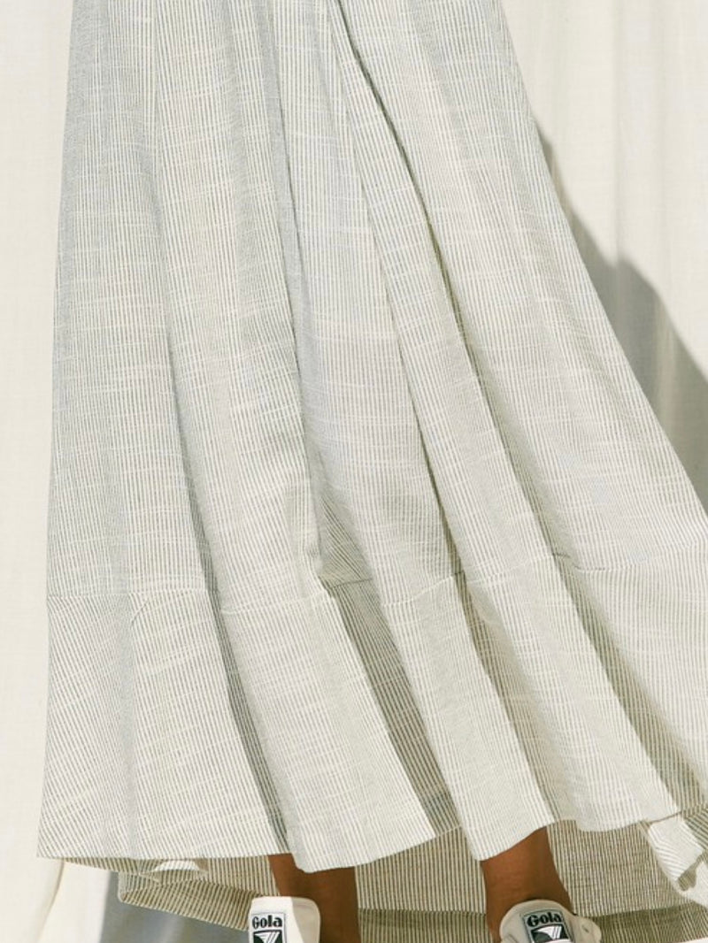 Natural Linen Striped maxi Dress