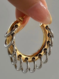 Stainless Steel Chain Detail Hoop Earring