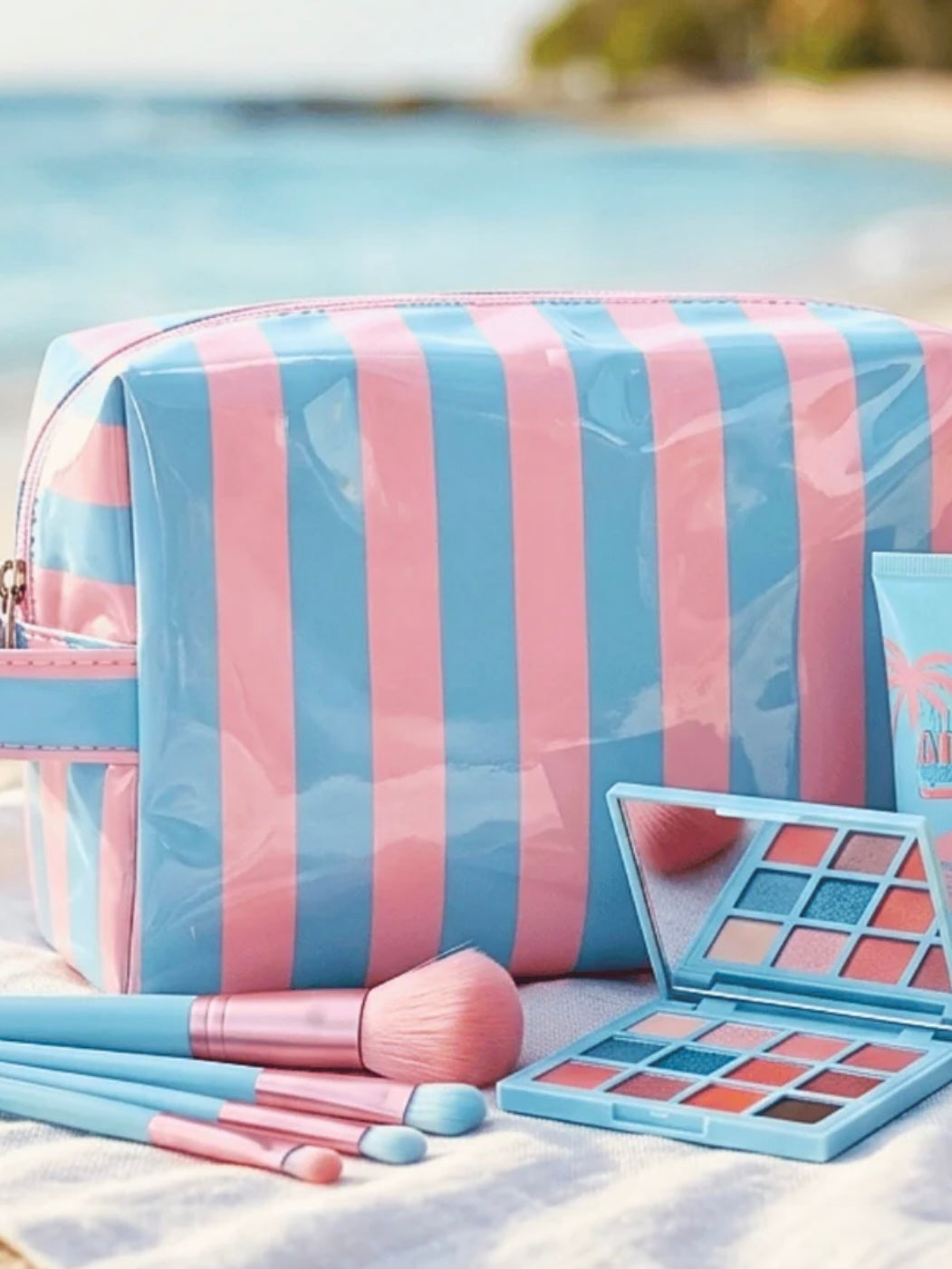 Fun Bright Waterproof Striped Cosmetic Bag