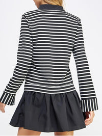 Contrast Stripe Long Sleeve Short Dress