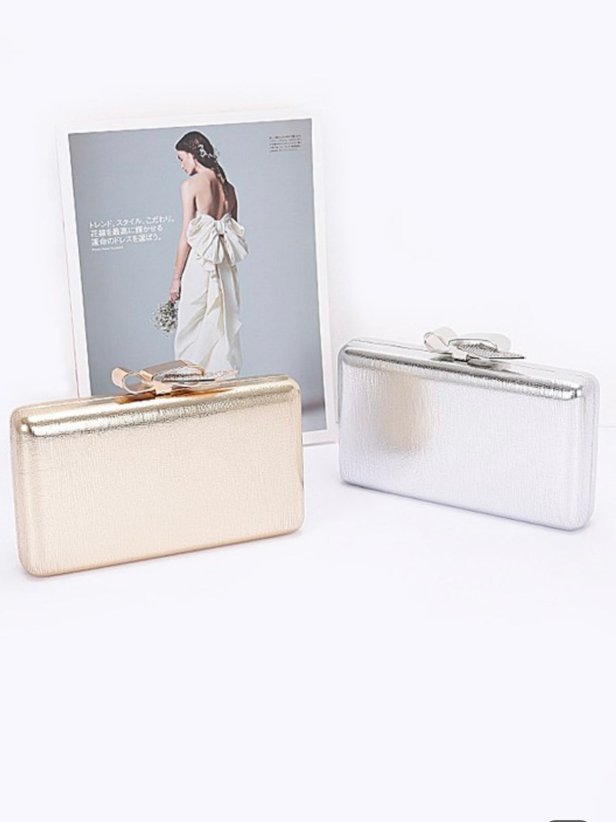 Metal Ribbon Top Clutch