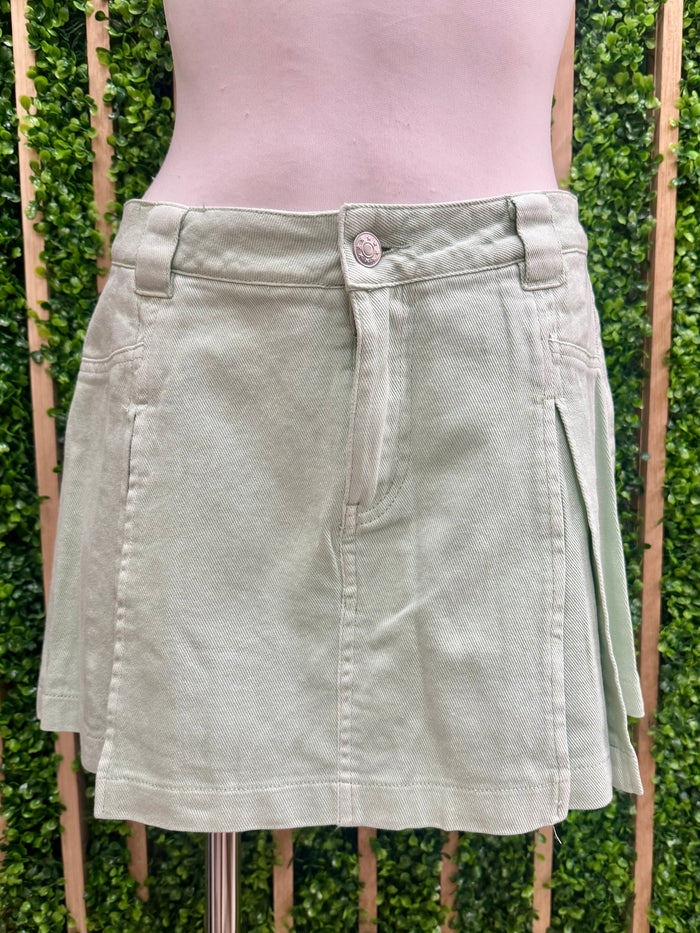 Soft Mint Denim Dyed Skort