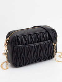 Textured Crossbody Bag with Chain Strap