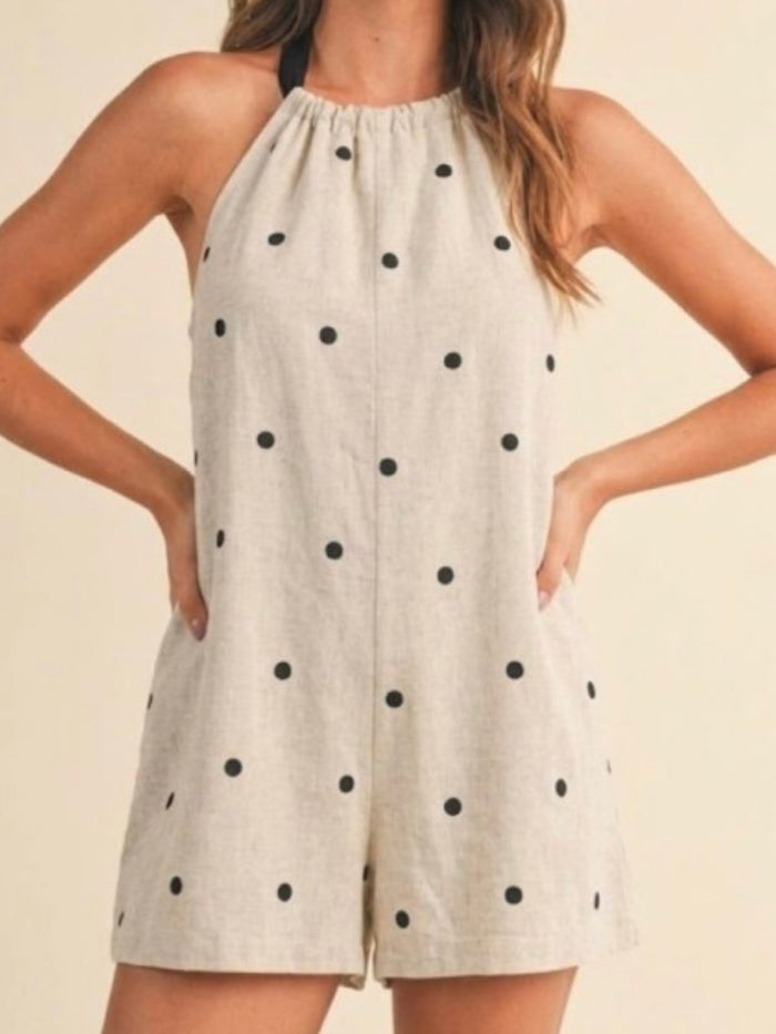 Natural Dots Capri Bow Back Romper