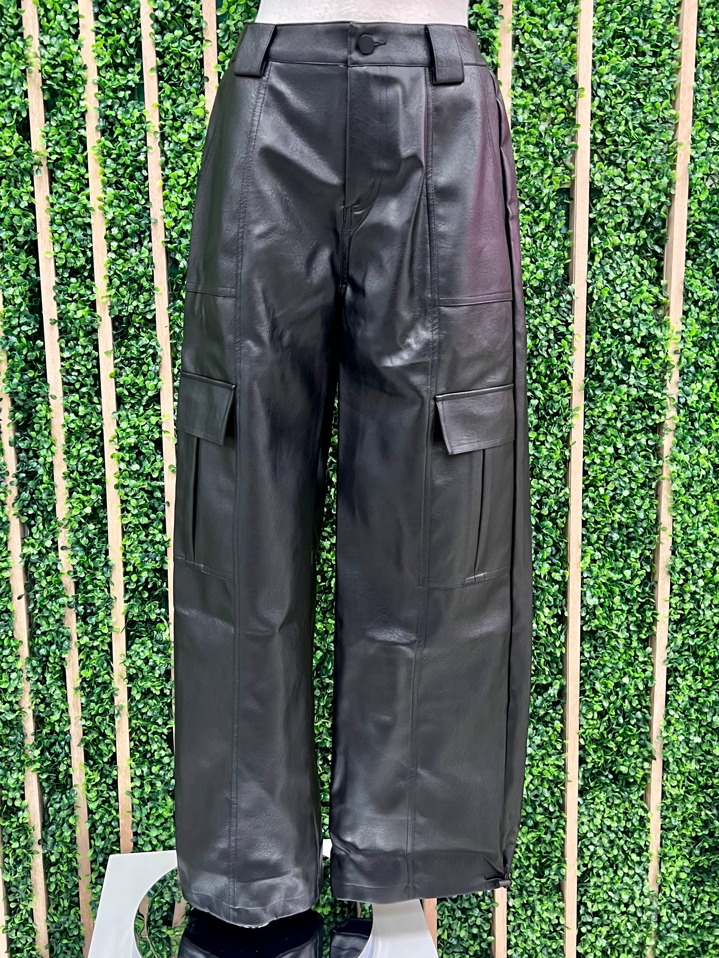 Vegan leather 2024 cargo joggers