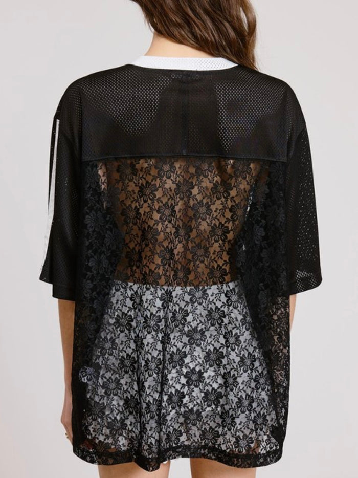 Black Sporty 85 Jersey Lace Tee