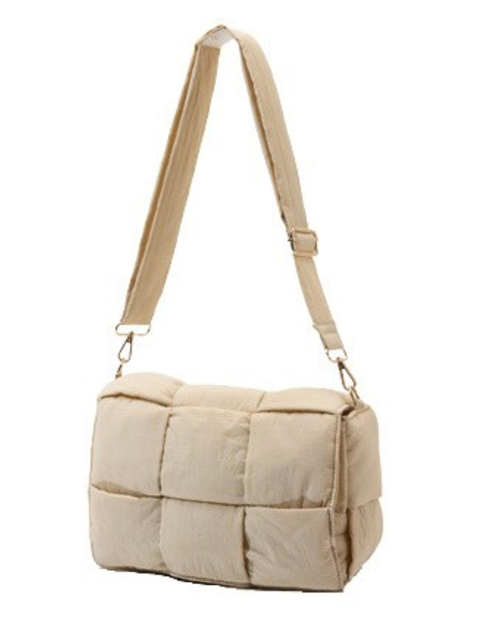 Cross Weave Fold Over Puffer Crossbody with Pouch